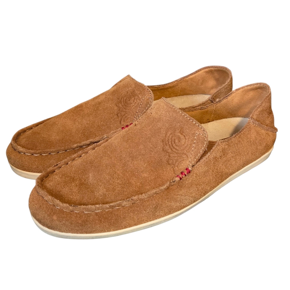OluKai Womens Nohea Nubuck Leather Shoes Size 7 Loafers